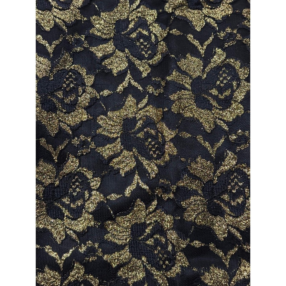 Coquette Dark Romancer Gold Metallic Lace Bodycon Mini Dress Small Black Vintage - Picture 6 of 13